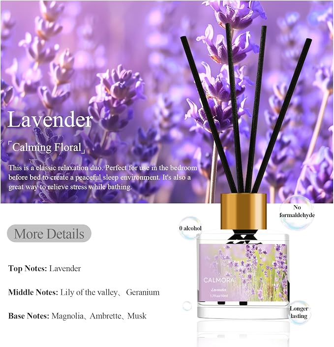 Reed Diffuser Gift Set of 3, 50ml Home Fragrance Diffuser with 15 Reeds Sticks | Flameless Lily & Jasmine/Lavender/Fresh