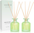 Reed Diffuser - Jasmine Lily 3.38oz (100ml) 2 Pack Essential Oil Reed Diffuser Set with 8 Sticks, Long Lasting Fragrance for