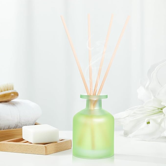 Reed Diffuser - Jasmine Lily 3.38oz (100ml) 2 Pack Essential Oil Reed Diffuser Set with 8 Sticks, Long Lasting Fragrance for
