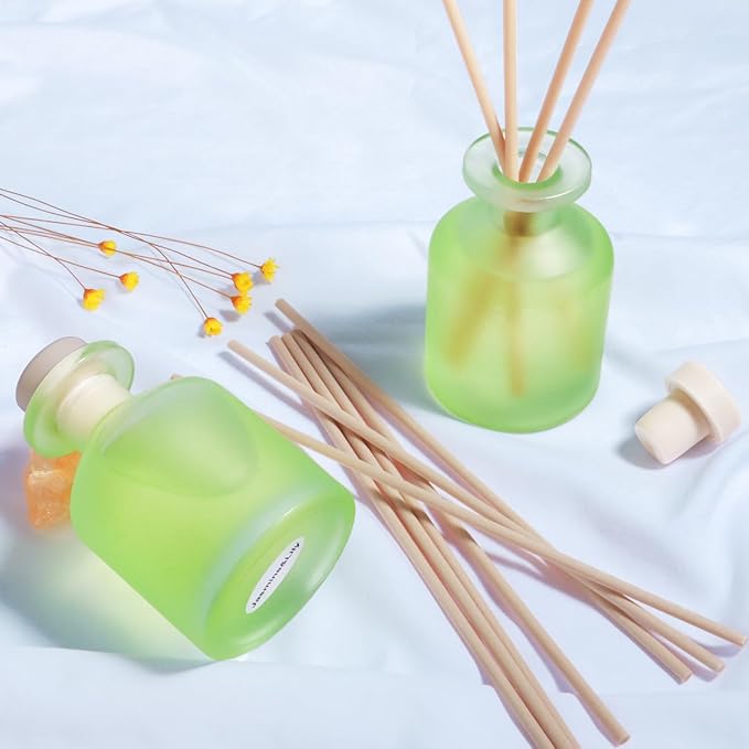 Reed Diffuser - Jasmine Lily 3.38oz (100ml) 2 Pack Essential Oil Reed Diffuser Set with 8 Sticks, Long Lasting Fragrance for