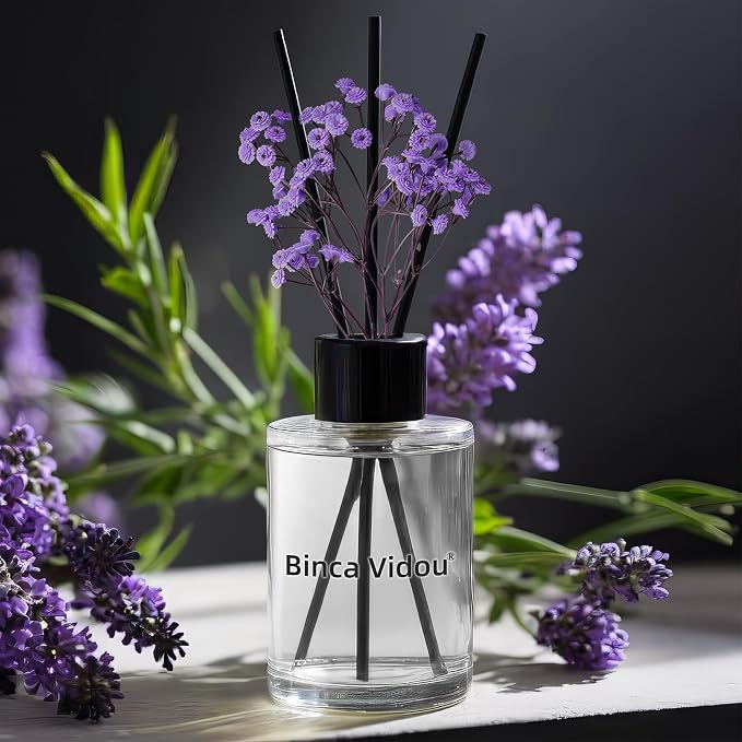 Reed Diffuser, Lavender Reed Oil Diffusers Set for Office Decor Bedroom Living Room Aromatherapy for Gift Idea & Stress