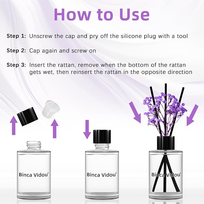 Reed Diffuser, Lavender Reed Oil Diffusers Set for Office Decor Bedroom Living Room Aromatherapy for Gift Idea & Stress