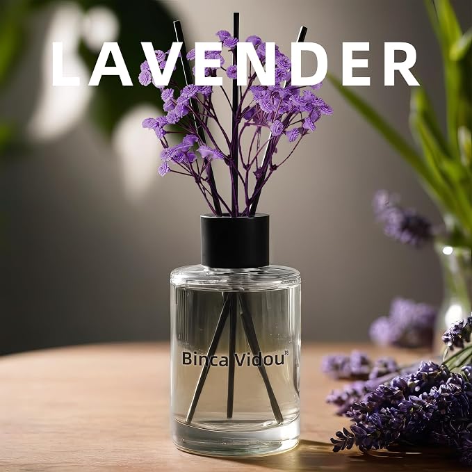 Reed Diffuser, Lavender Reed Oil Diffusers Set for Office Decor Bedroom Living Room Aromatherapy for Gift Idea & Stress