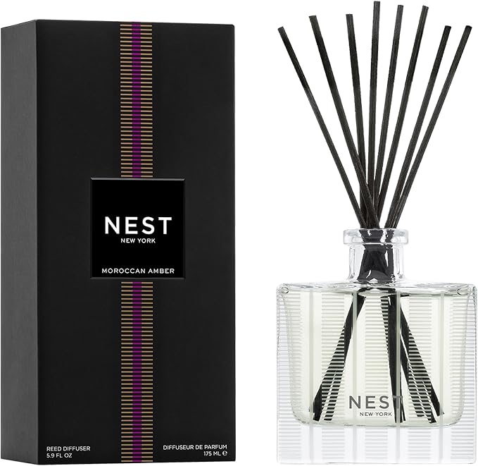 Reed Diffuser, Moroccan Amber - 5.9 fl oz - Fragrance for Up to 90 Days - Reusable, Refillable Glass Holder, product image