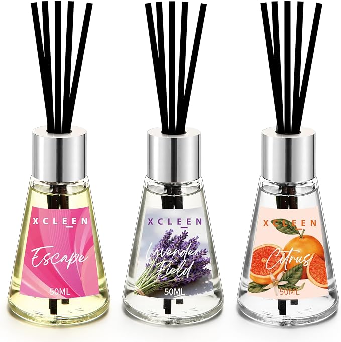 Reed Diffuser of 3 Pack, Escape Lavender Citrus Oil Diffusers with Sticks, Reed Diffusers for Home Bathroom Bedroom, Each