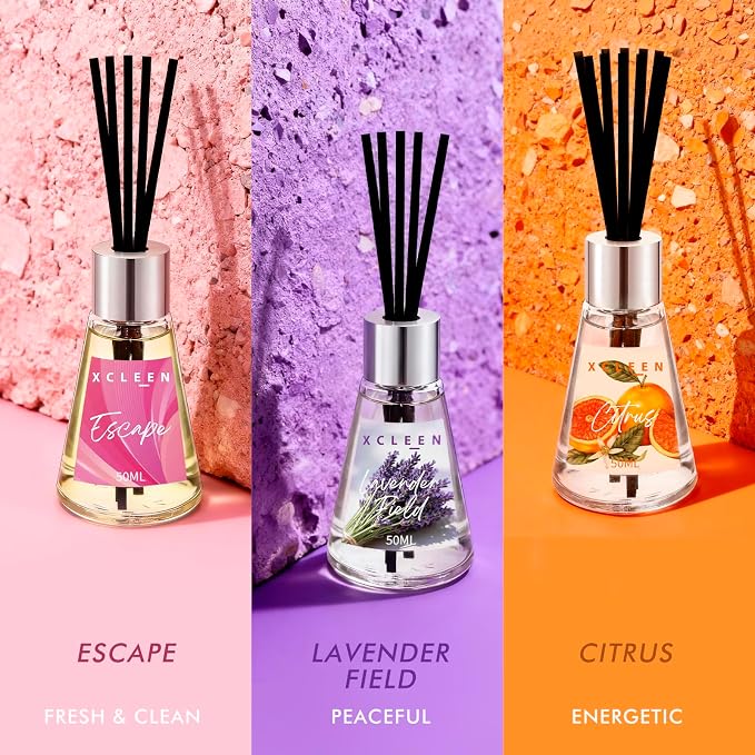 Reed Diffuser of 3 Pack, Escape Lavender Citrus Oil Diffusers with Sticks, Reed Diffusers for Home Bathroom Bedroom, Each