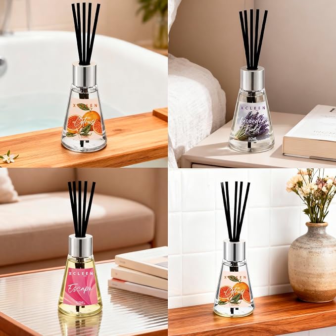 Reed Diffuser of 3 Pack, Escape Lavender Citrus Oil Diffusers with Sticks, Reed Diffusers for Home Bathroom Bedroom, Each
