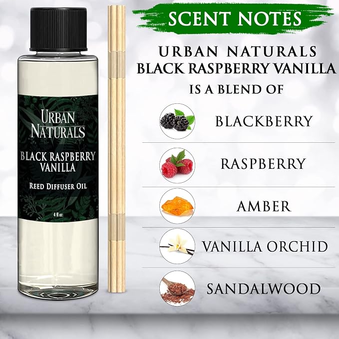 Reed Diffuser Oil Refill, Black Raspberry Vanilla Oil for Diffuser with Orchid, Amber, Sandalwood, alternate product view 2