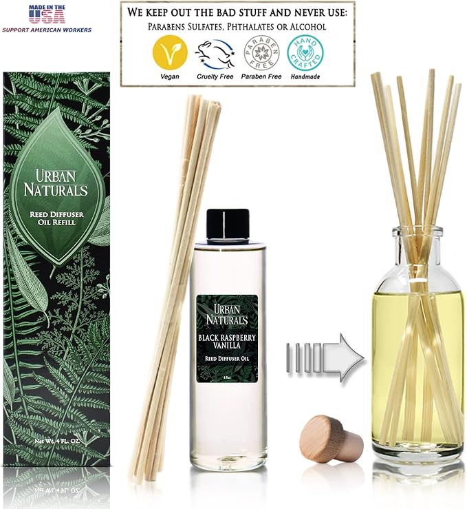 Reed Diffuser Oil Refill, Black Raspberry Vanilla Oil for Diffuser with Orchid, Amber, Sandalwood, alternate product view 8