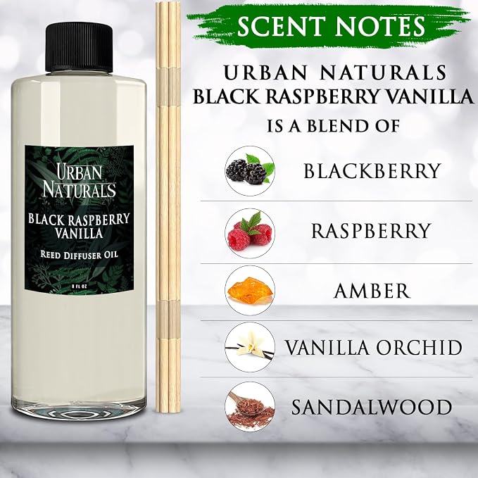 Reed Diffuser Oil Refill Black Raspberry Vanilla with BlackBerry, Raspberry, Vanilla Orchid, Amber, alternate product view 2
