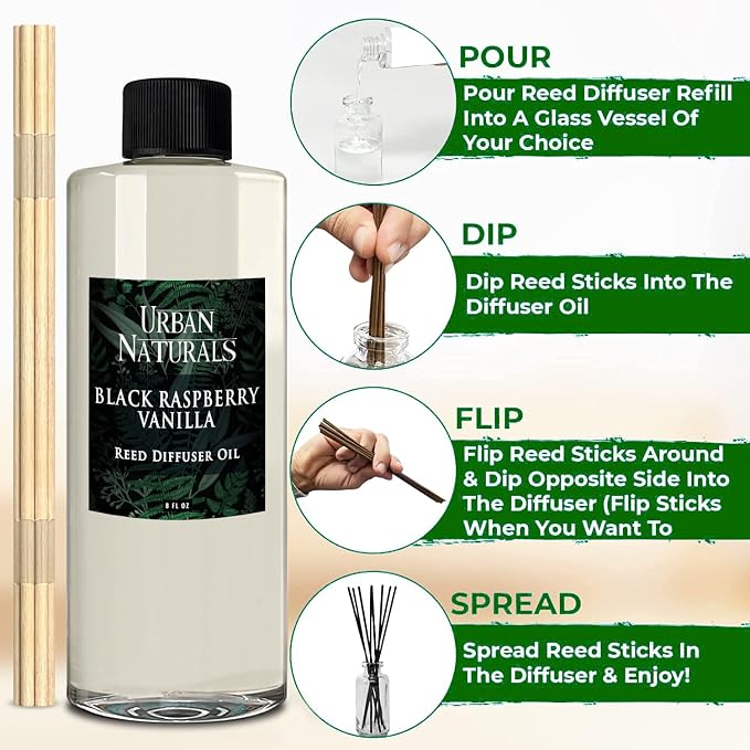 Reed Diffuser Oil Refill Black Raspberry Vanilla with BlackBerry, Raspberry, Vanilla Orchid, Amber, alternate product view 4