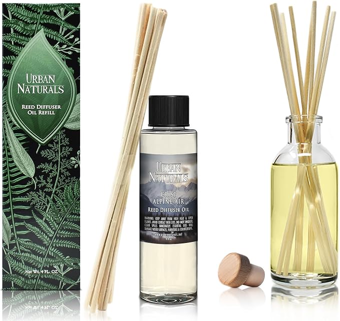 Reed Diffuser Oil Refill, Crisp Alpine Air Diffuser Oils with Eucalyptus, Pine, Citrus, 4 oz + Free Reed Sticks, alternate