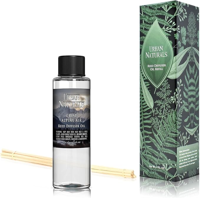 Reed Diffuser Oil Refill, Crisp Alpine Air Diffuser Oils with Eucalyptus, Pine, Citrus, 4 oz + Free Reed Sticks, alternate