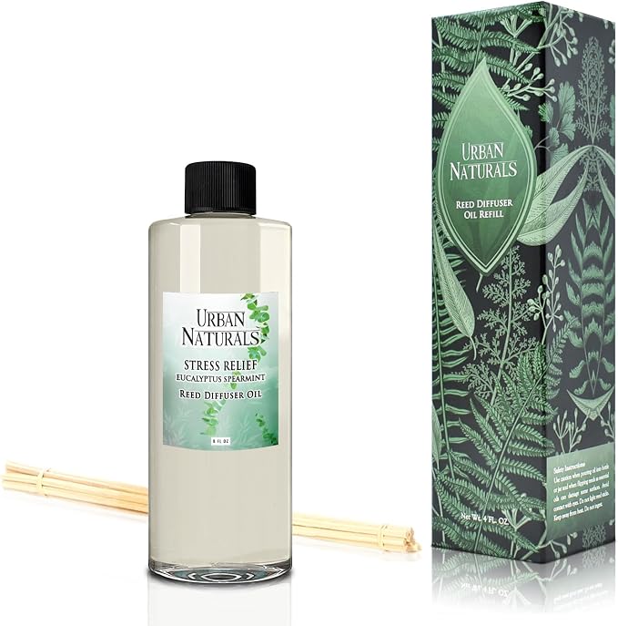 Reed Diffuser Oil Refill Eucalyptus Spearmint with Lemon Peel, Clary Sage 8 oz + Free Reed Sticks, Made in The USA, alternate