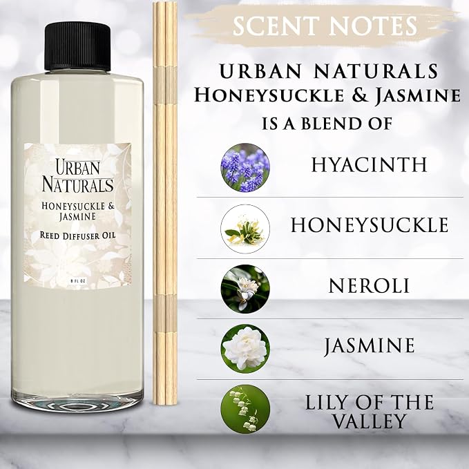 Reed Diffuser Oil Refill Honeysuckle Jasmine with Hyacinth, Cassis, Neroli, Rose, Iris, alternate product view 2