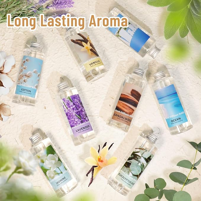 Reed Diffuser Oil Refill, Jasmine Fragrance Oil for Diffuser Refill 200ml, Long-Lasting for Home, Living Room, Bedroom, Spa