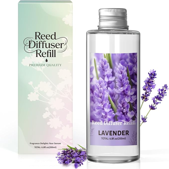 Reed Diffuser Oil Refill, Lavender Diffuser Oil 6.76 Fl Oz, Natural Scented Essential Oil Refill Long Lasting Home Fragrance