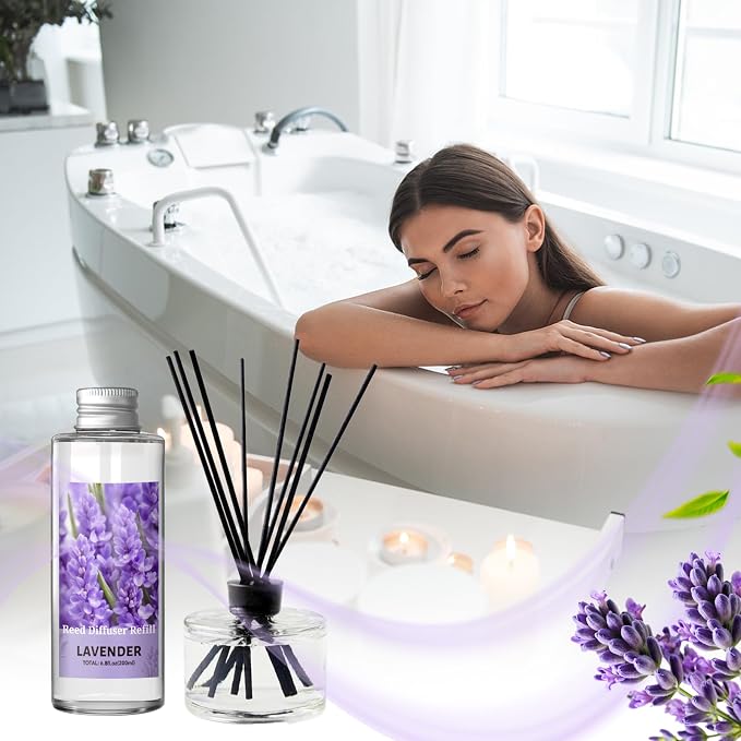Reed Diffuser Oil Refill, Lavender Diffuser Oil 6.76 Fl Oz, Natural Scented Essential Oil Refill Long Lasting Home Fragrance
