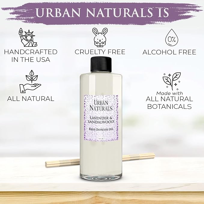 Reed Diffuser Oil Refill Lavender Sandalwood with Golden Amber, Exotic Woods, Patchouli 8 oz + Free Reed Sticks, alternate