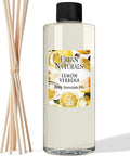 Reed Diffuser Oil Refill Lemon Verbena with Lemon Zest, Bergamot, Vetiver, Cedarwood 8 oz + Free Reed Sticks, Made in The