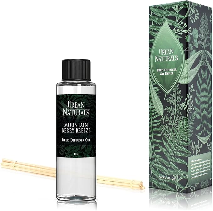 Reed Diffuser Oil Refill, Mountain Berry Breeze Diffuser Oils with Juniper, Jasmine, Apple, 4 oz + Free Reed Sticks