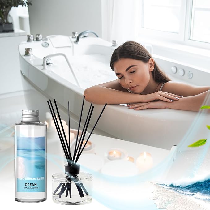 Reed Diffuser Oil Refill, Ocean Diffuser Oil 6.76 Fl Oz, Natural Scented Essential Oil Refill Long Lasting Home Fragrance