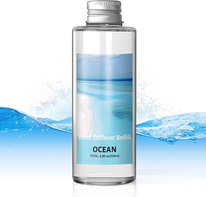 Reed Diffuser Oil Refill, Ocean Diffuser Oil 6.76 Fl Oz, Natural Scented Essential Oil Refill Long Lasting Home Fragrance