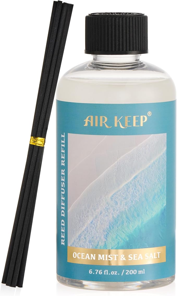 Reed Diffuser Oil Refill with Diffuser Sticks, 6.76 Fl Oz(200ml) Ocean Mist&Sea Salt Scented Oils, Aroma relaxation, product
