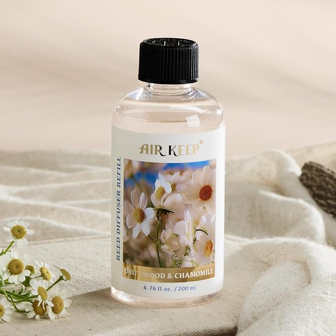 Reed Diffuser Oil Refill with Diffuser Sticks, 6.76 Fl Oz(200ml) Chamomile Wood Scented Oils, Aroma relaxation, alternate