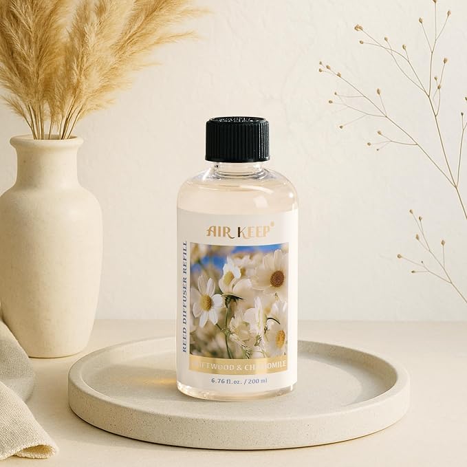Reed Diffuser Oil Refill with Diffuser Sticks, 6.76 Fl Oz(200ml) Chamomile Wood Scented Oils, Aroma relaxation, alternate