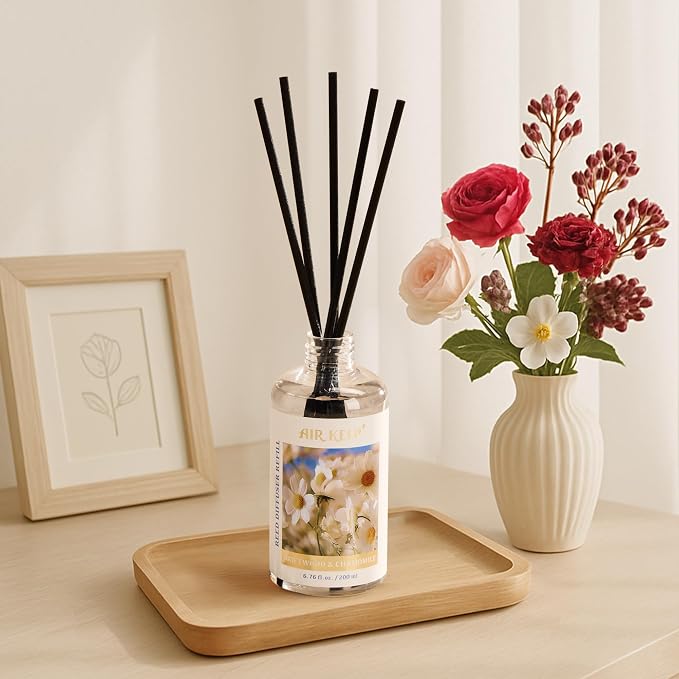 Reed Diffuser Oil Refill with Diffuser Sticks, 6.76 Fl Oz(200ml) Chamomile Wood Scented Oils, Aroma relaxation, alternate