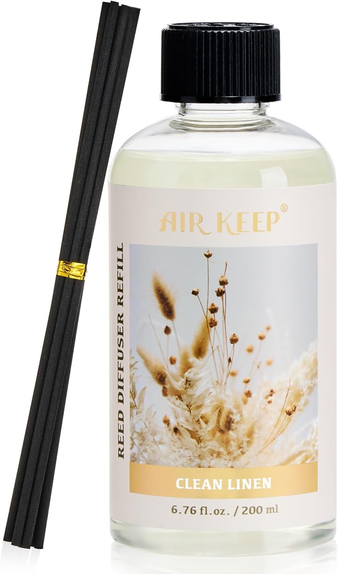 Reed Diffuser Oil Refill with Diffuser Sticks, 6.76 Fl Oz(200ml) Clean Linen Scented Oils, Aroma relaxation, product image