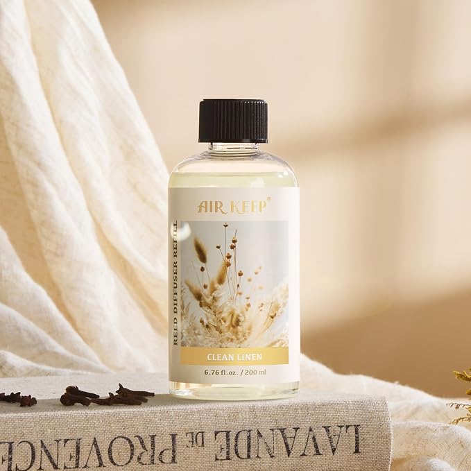 Reed Diffuser Oil Refill with Diffuser Sticks, 6.76 Fl Oz(200ml) Clean Linen Scented Oils, Aroma relaxation, alternate