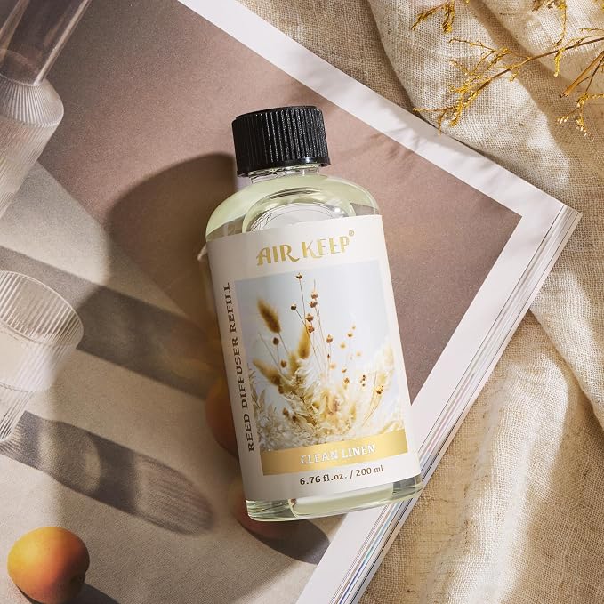 Reed Diffuser Oil Refill with Diffuser Sticks, 6.76 Fl Oz(200ml) Clean Linen Scented Oils, Aroma relaxation, alternate
