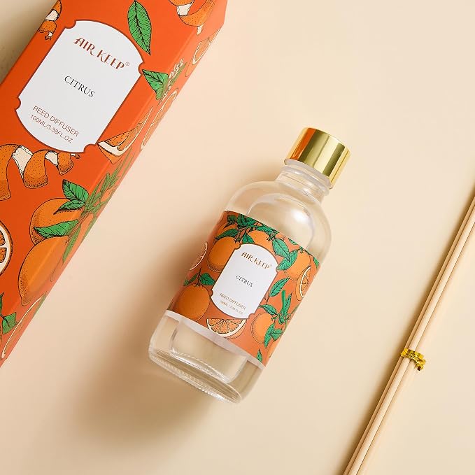 Reed Diffuser Oil Set with Reed Sticks,Citrus Aromatherapy Oil Scent Diffuser for Home Office Bathroom Decoration Perfume