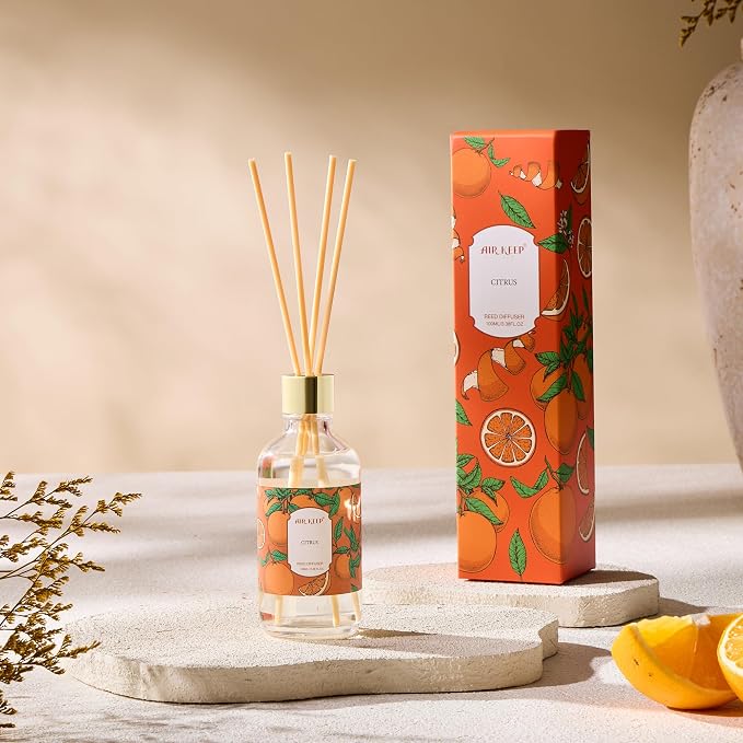 Reed Diffuser Oil Set with Reed Sticks,Citrus Aromatherapy Oil Scent Diffuser for Home Office Bathroom Decoration Perfume