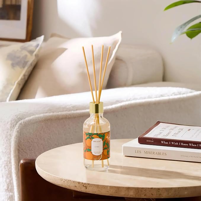 Reed Diffuser Oil Set with Reed Sticks,Citrus Aromatherapy Oil Scent Diffuser for Home Office Bathroom Decoration Perfume