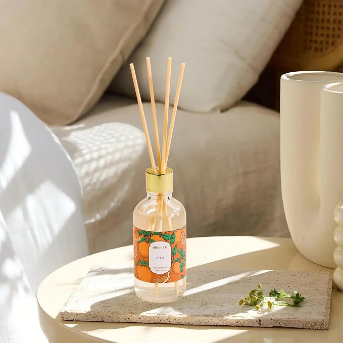 Reed Diffuser Oil Set with Reed Sticks,Citrus Aromatherapy Oil Scent Diffuser for Home Office Bathroom Decoration Perfume