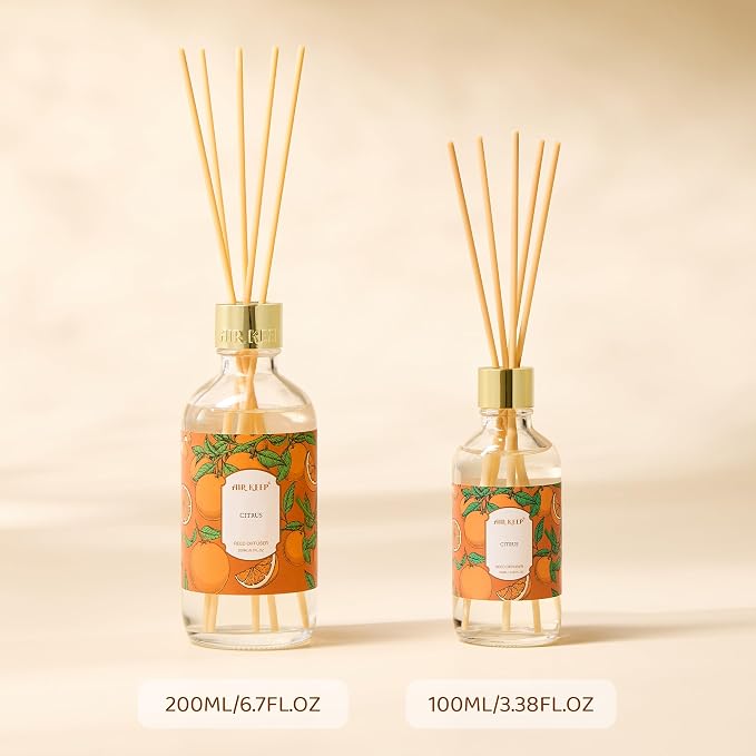 Reed Diffuser Oil Set with Reed Sticks,Citrus Aromatherapy Oil Scent Diffuser for Home Office Bathroom Decoration Perfume