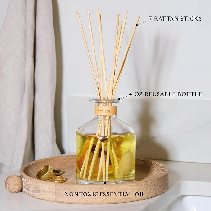 Reed Diffuser, Orange, Cedarwood & Clove Scent Diffuser for Home with Oil Diffuser Sticks | Sun Kissed Collection, alternate