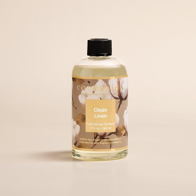 Reed Diffuser Refill Clean Linen 17oz (500ml) with 8 Rattan Sticks - Premium Long-Lasting Scented Oil, alternate product view