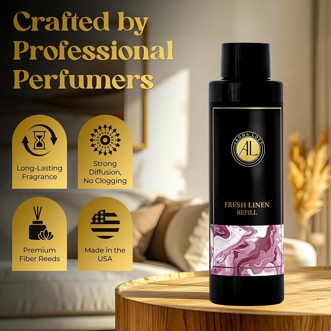 Reed Diffuser Refill, Diffuser Refills Liquid, Air Freshener Oil 4 oz, Fragrance Oil Diffuser (Fresh Linen), alternate