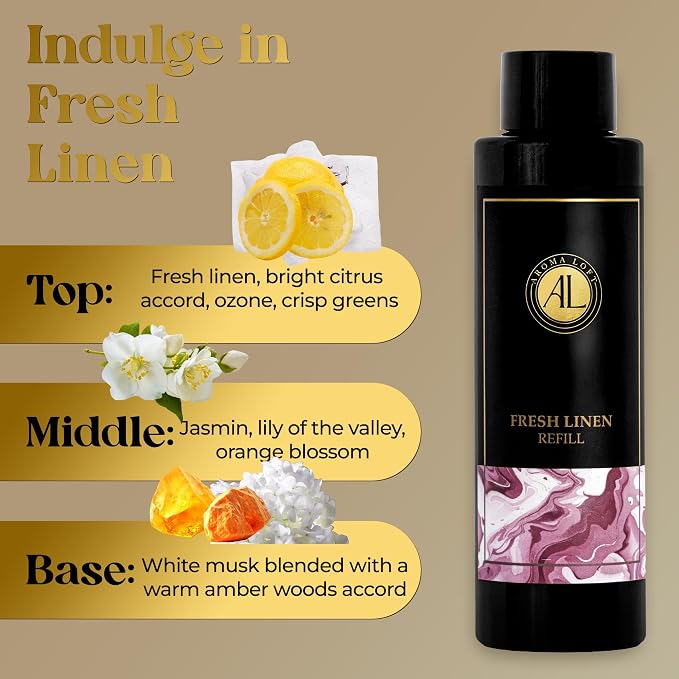 Reed Diffuser Refill, Diffuser Refills Liquid, Air Freshener Oil 4 oz, Fragrance Oil Diffuser (Fresh Linen), alternate