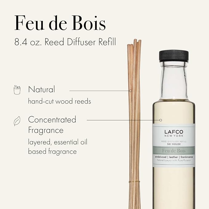 Reed Diffuser Refill, Feu de Bois - 8.4 oz - Up to 4-Month Fragrance Life - Includes Natural Wood Reeds, alternate product