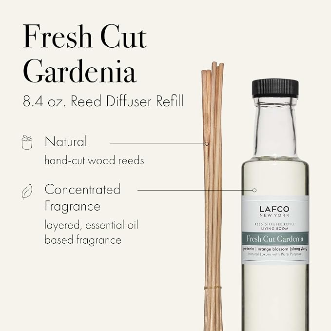Reed Diffuser Refill, Fresh Cut Gardenia - 8.4 oz - Up to 4-Month Fragrance Life - Includes Natural Wood Reeds, alternate
