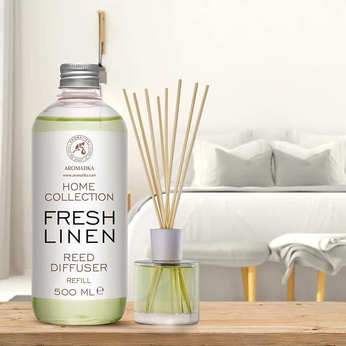 Reed Diffuser Refill Fresh Linen 17.0 Fl Oz (500ml) - Room Diffuser Refill - Home Fragrance - Scented Diffuser - Fresh Aroma