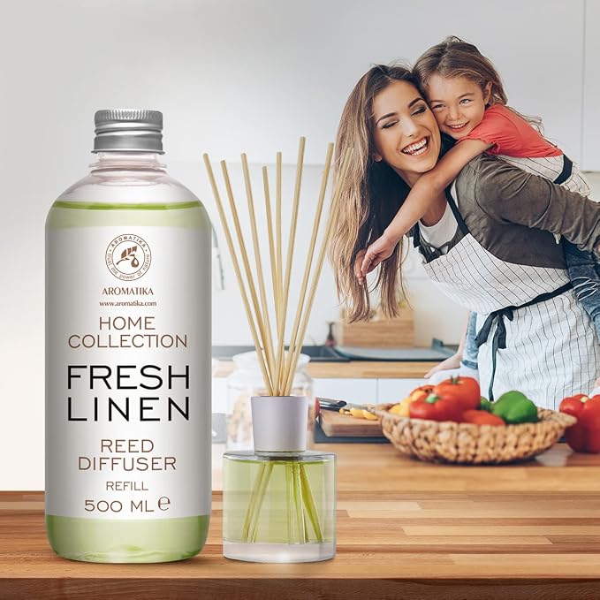 Reed Diffuser Refill Fresh Linen 17.0 Fl Oz (500ml) - Room Diffuser Refill - Home Fragrance - Scented Diffuser - Fresh Aroma