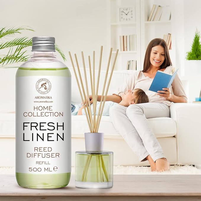 Reed Diffuser Refill Fresh Linen 17.0 Fl Oz (500ml) - Room Diffuser Refill - Home Fragrance - Scented Diffuser - Fresh Aroma