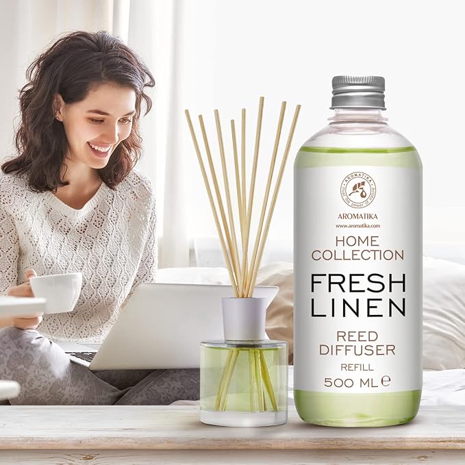 Reed Diffuser Refill Fresh Linen 17.0 Fl Oz (500ml) - Room Diffuser Refill - Home Fragrance - Scented Diffuser - Fresh Aroma