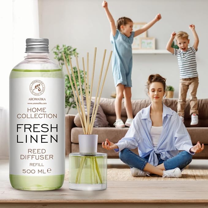 Reed Diffuser Refill Fresh Linen 17.0 Fl Oz (500ml) - Room Diffuser Refill - Home Fragrance - Scented Diffuser - Fresh Aroma